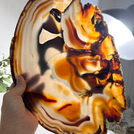 Top quality - bog size fire black agate slice / slab from Brazil