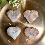 Top quality - pink flower agate heart
