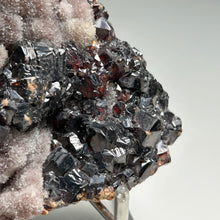 Load image into Gallery viewer, Large Garnet on Pink Quartz Druzy Cluster – Deep Red Natural Crystal Specimen for Home Decor and Mineral Collection
