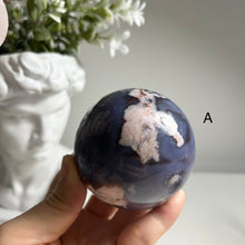 Load image into Gallery viewer, "Glacier Bloom" – Premium Blue Flower Agate Sphere
