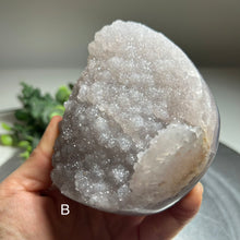 Load image into Gallery viewer, Top quality – Grey lavender amethyst geode from Uruguay with sparkling druzy
