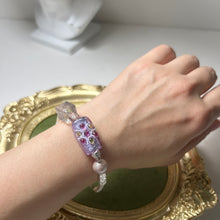 Load image into Gallery viewer, Wisteria Bloom Bracelet | Lampwork Glass &amp; Freshwater Baroque Pearl Bracelet | Czech Glass Beads | Handmade Artisan Jewelry
