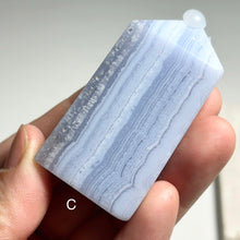 Load image into Gallery viewer, Blue Lace Agate Polished Slab Tower – Natural Banded Chalcedony for Calm, Peace &amp; Throat Chakra Healing
