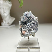 Load image into Gallery viewer, Xianghualing Grey-Blue Cubic Fluorite with Pink Calcite | Hunan, China

