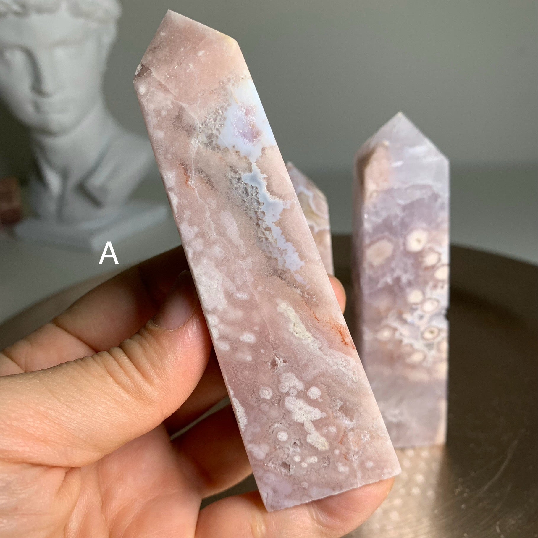 Pink Amethyst Flower Agate Polished Healing Crystal Love store Point Generator Tower