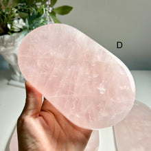 Load image into Gallery viewer, Rose Quartz Tray, Natural Crystal Charging Plate, Pink Crystal Jewelry Tray, Gemstone Trinket Dish, Crystal Display Decor
