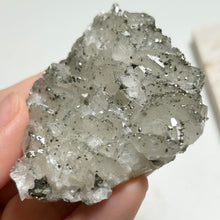 Load image into Gallery viewer, Sparkling Calcite Cluster with Golden Pyrite — Rare Crystal Specimen for Home Decor &amp; Healing Energy
