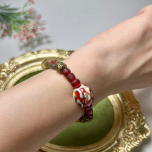 Load image into Gallery viewer, Red Lampwork Bracelet | Czech Glass &amp; Hematite Bracelet
