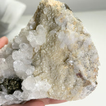 Load image into Gallery viewer, Apophyllite on Calcite with Pyrite | Secondary Growth Apophyllite Crystals | Natural Mineral Specimen | Collector Display Piece
