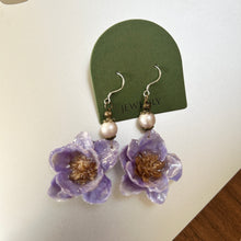 Load image into Gallery viewer, Purple Flower Earrings, 925 Sterling Silver Floral Earrings, Handmade Botanical Statement Earrings, Romantic Garden Jewelry
