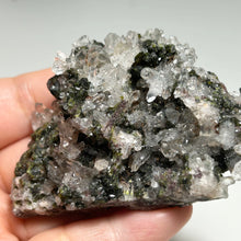 Load image into Gallery viewer, Natural Quartz Crystal Cluster with Green Epidote on Matrix | Raw Mineral Specimen from China | Collector Display
