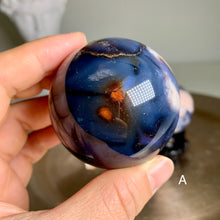 Load image into Gallery viewer, Rare - top quality blue flower agate sphere
