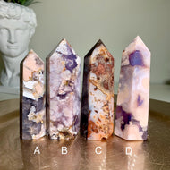Rare - high quality blue flower agate towers / points