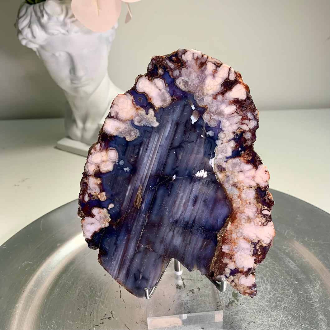 High quality- blue flower agate slab / slice ( natural color )