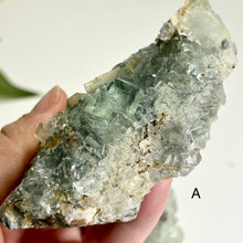 Load image into Gallery viewer, Glassy Green Fluorite on Matrix with Pyrolusite | Natural Mineral Specimen | Collector Display Stone
