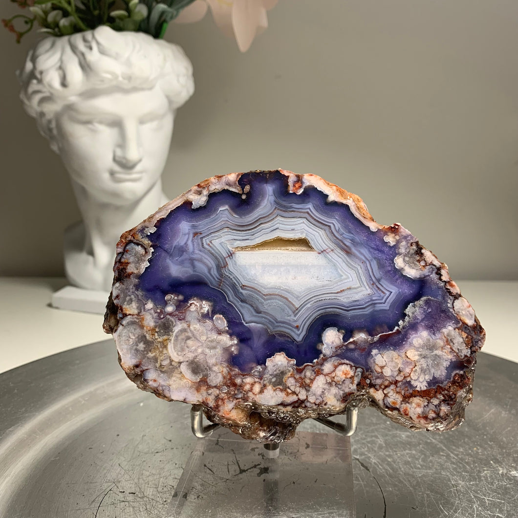 Blue flower agate slab/slice (natural color)