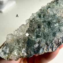 Load image into Gallery viewer, Self stand Glass Fluorite Crystal Cluster – Green Cubic Fluorite on Matrix (Piece A or B)
