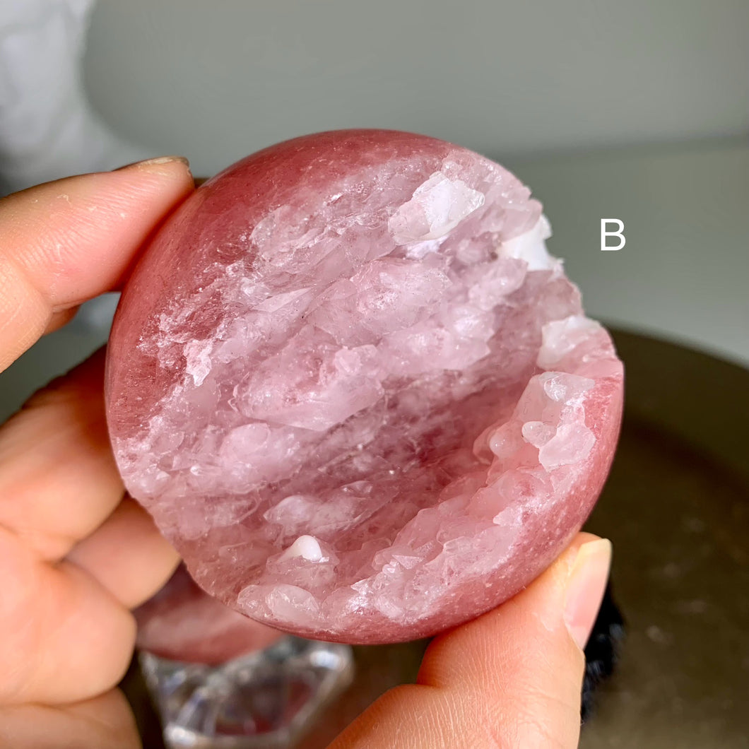 Rare - Natural color top quality red strawberry druzy sphere