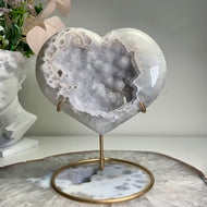 Rare - Top quality druzy agate heart from Brazil (free stand )