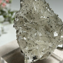 Load image into Gallery viewer, Sparkling Calcite Cluster with Golden Pyrite — Rare Crystal Specimen for Home Decor &amp; Healing Energy
