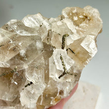 Load image into Gallery viewer, Benz Calcite with Pyrite | Golden Pyrite Inclusions | Daye Mine China | Natural Calcite Crystal Specimen | Mineral Display
