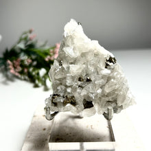 Load image into Gallery viewer, White Calcite Plate with Pyrite — Natural Calcite Crystal Cluster for Home Décor &amp; Healing Energy
