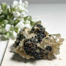 Load image into Gallery viewer, Sphalerite, Pyrite &amp; Calcite Cluster – Rare Golden Crystal Mineral for Energy, Protection &amp; Home Decor
