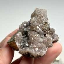 Load image into Gallery viewer, Clear Quartz Cluster with Pyrite Inclusions/Brown Calcite Cluster with Pyrite
