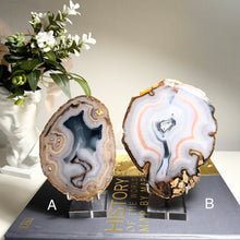 Load image into Gallery viewer, Top Quality Brazilian Agate Slice – Soft Orange Gradient &amp; Natural Druzy Center
