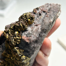 Load image into Gallery viewer, Golden Pyrite Cluster on Quartz and Calcite Matrix – Natural Crystal Specimen for Home Decor and Mineral Collection
