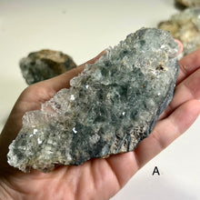 Load image into Gallery viewer, Self stand Glass Fluorite Crystal Cluster – Green Cubic Fluorite on Matrix (Piece A or B)
