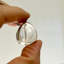 Load image into Gallery viewer, Golden Rutilated Quartz Pendant in Silver | Clear Rutile Crystal Necklace | Minimalist One of a Kind Jewelry
