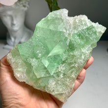 Load image into Gallery viewer, Green fluorite specimen covered with natural druzy quartz- sugar fluorite
