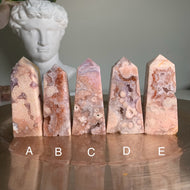 High quality - pink amethyst flower agate towers / points