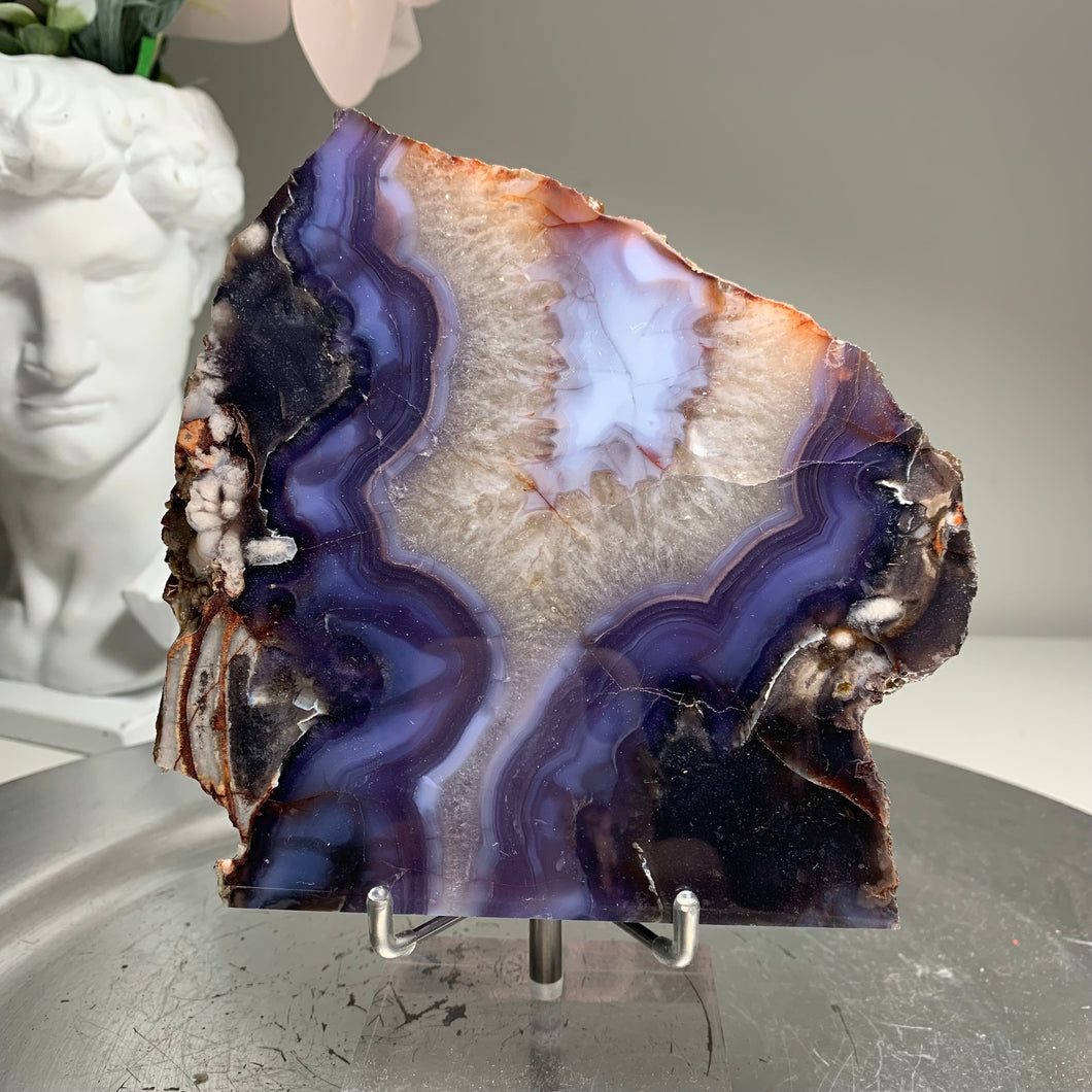 Top quality- blue flower agate slab/slice (natural color)