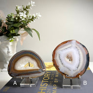 Top Quality Brazilian Agate Slice – Natural Banding & Druzy Center