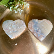 High quality - pink flower agate heart
