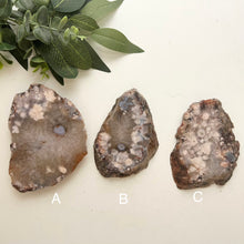 Load image into Gallery viewer, Blue &amp; Pink Flower Agate Slice from Madagascar — Natural Crystal Slab with Unique Floral Patterns
