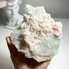 Load image into Gallery viewer, Large Pearl Pink Dolomite with Green Fluorite — Natural Crystal Cluster from Hunan, China | Pastel Mineral Specimen for Decor &amp; Collection
