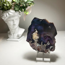 Load image into Gallery viewer, Blue Flower Agate Slice from Madagascar — Polished Chalcedony Slab with Natural Floral Patterns
