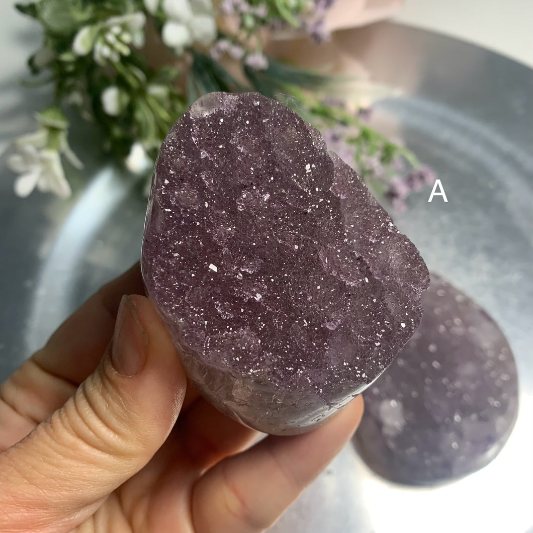 High quality - rare sugary druzy rainbow amethyst freeform from Uruguay