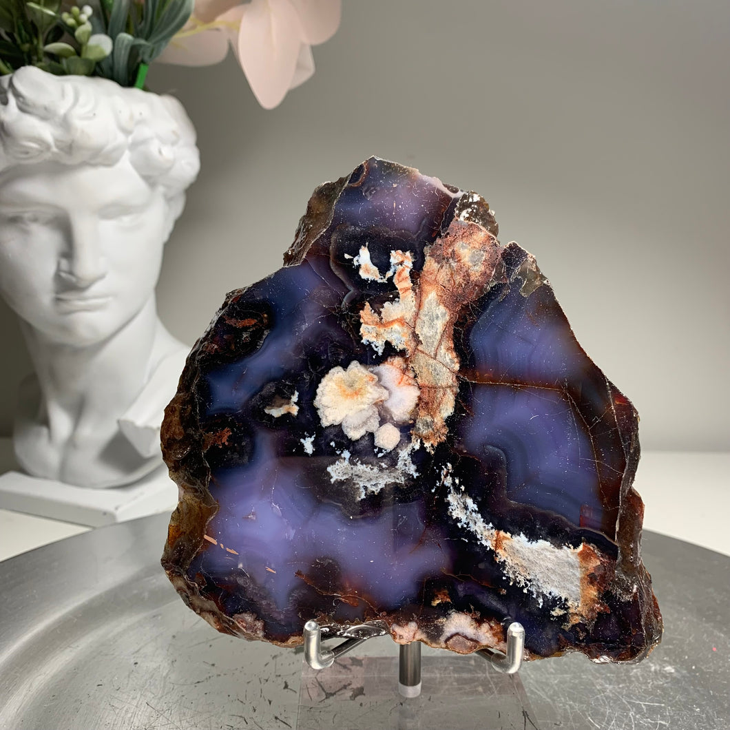 Top quality - blue flower agate slab/ slice (natural color)