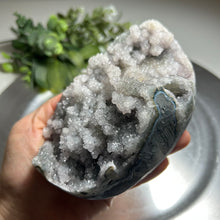 Load image into Gallery viewer, Large Uruguay druzy amethyst with moss-like base + agate skin
