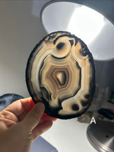 Load image into Gallery viewer, Top Quality Brazilian Agate Slice – Natural Banding, Cool Grey Tones &amp; Artistic Patterns
