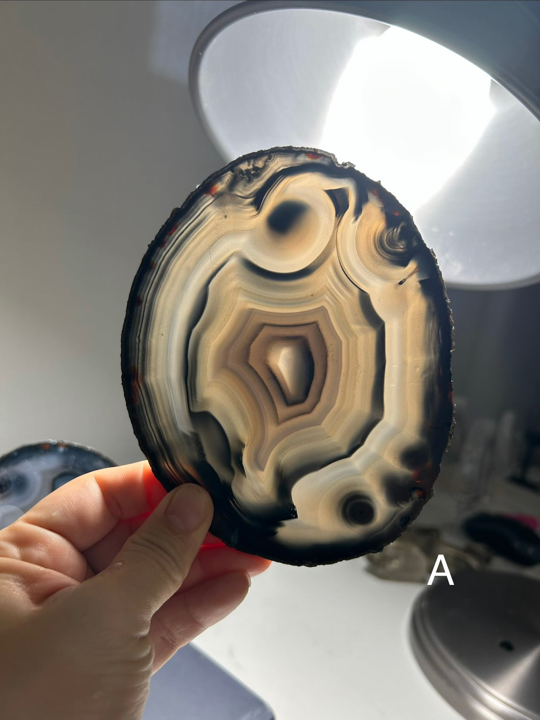 Top Quality Brazilian Agate Slice – Natural Banding, Cool Grey Tones & Artistic Patterns