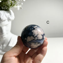 Load image into Gallery viewer, "Glacier Bloom" – Premium Blue Flower Agate Sphere
