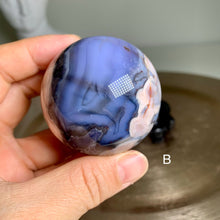 Load image into Gallery viewer, Rare - top quality blue flower agate sphere
