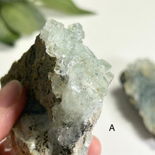Load image into Gallery viewer, Glass Aquatic Fluorite on Matrix with Manganese Oxide – Natural Green Fluorite Crystal Specimen (A / B)
