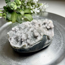 Load image into Gallery viewer, Large Uruguay druzy amethyst with moss-like base + agate skin
