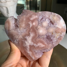 Load image into Gallery viewer, High quality - druzy pink amethyst flower agate heart
